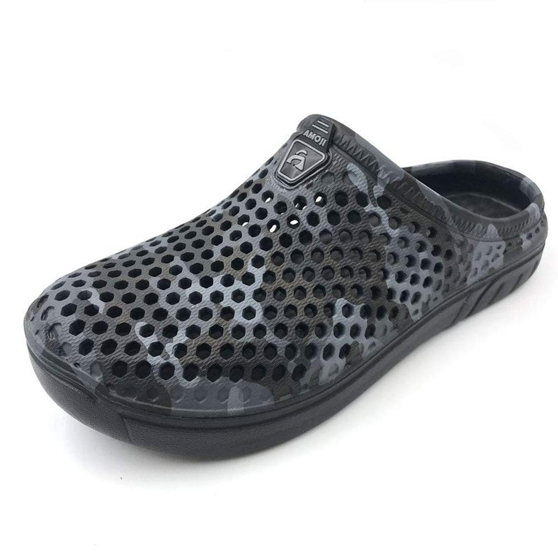 Amoji Garden Clogs Shoes House Slippers Sandals Indoor Outdoor Shower Shoes Camouflage Printed Sport Quick Dry Home Summer Breathable Women Men Ladies CAMO161 Black 14 Women/12 Men - Image 1